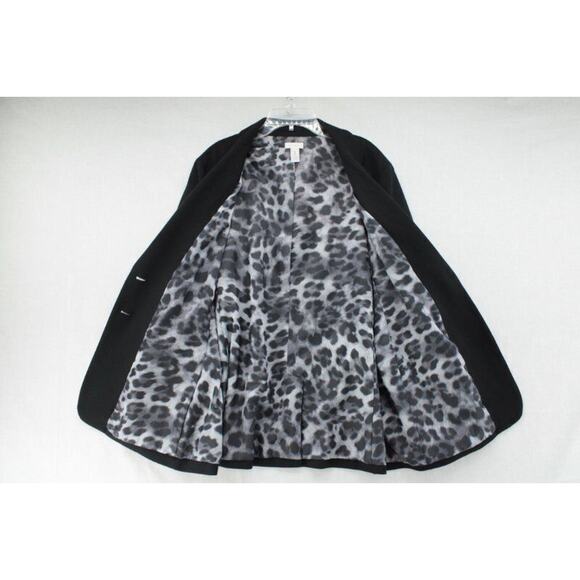 Chico's Black Blazer Womens XL 16 Gray Animal Print Lining Surgeon Cuffs size 3 - Picture 4 of 7